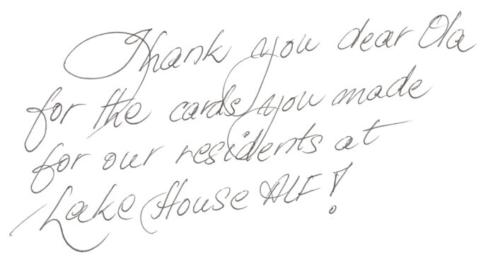 thank you note from Lake House