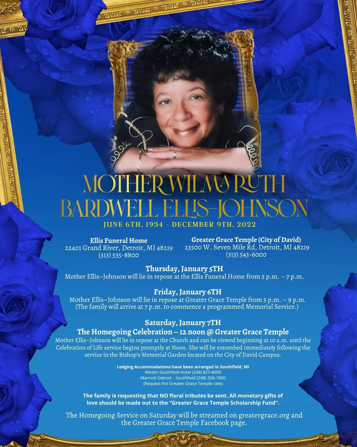Homegoing Celebration Services For Mother Wilma Ruth Bardwell Ellis-Johnson