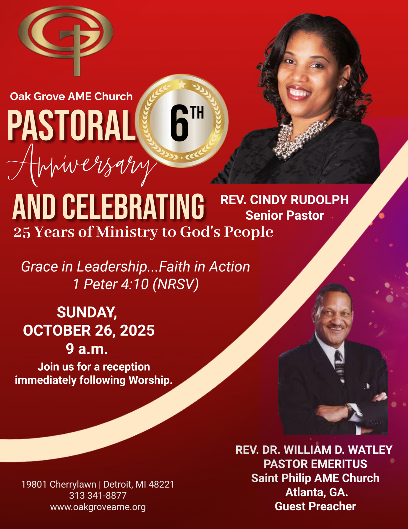 Pastoral Anniversary Sunday - October 26, 20253 - 9 a.m. 