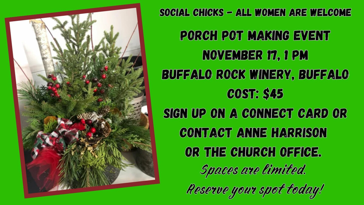 1 PM - Social Chicks - Porch Pot Event at Buffalo Rock Winery, Buffalo