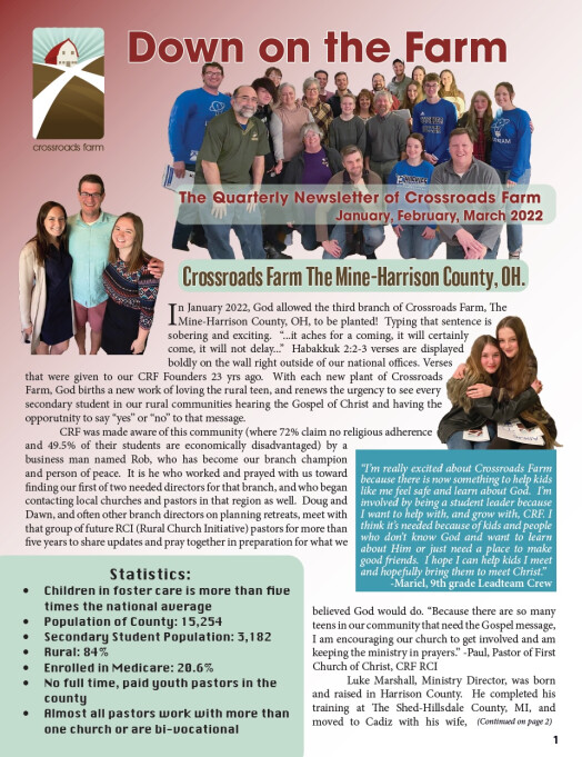 Down On The Farm: The Quarterly Newsletter of Crossroads Farm (v.87)