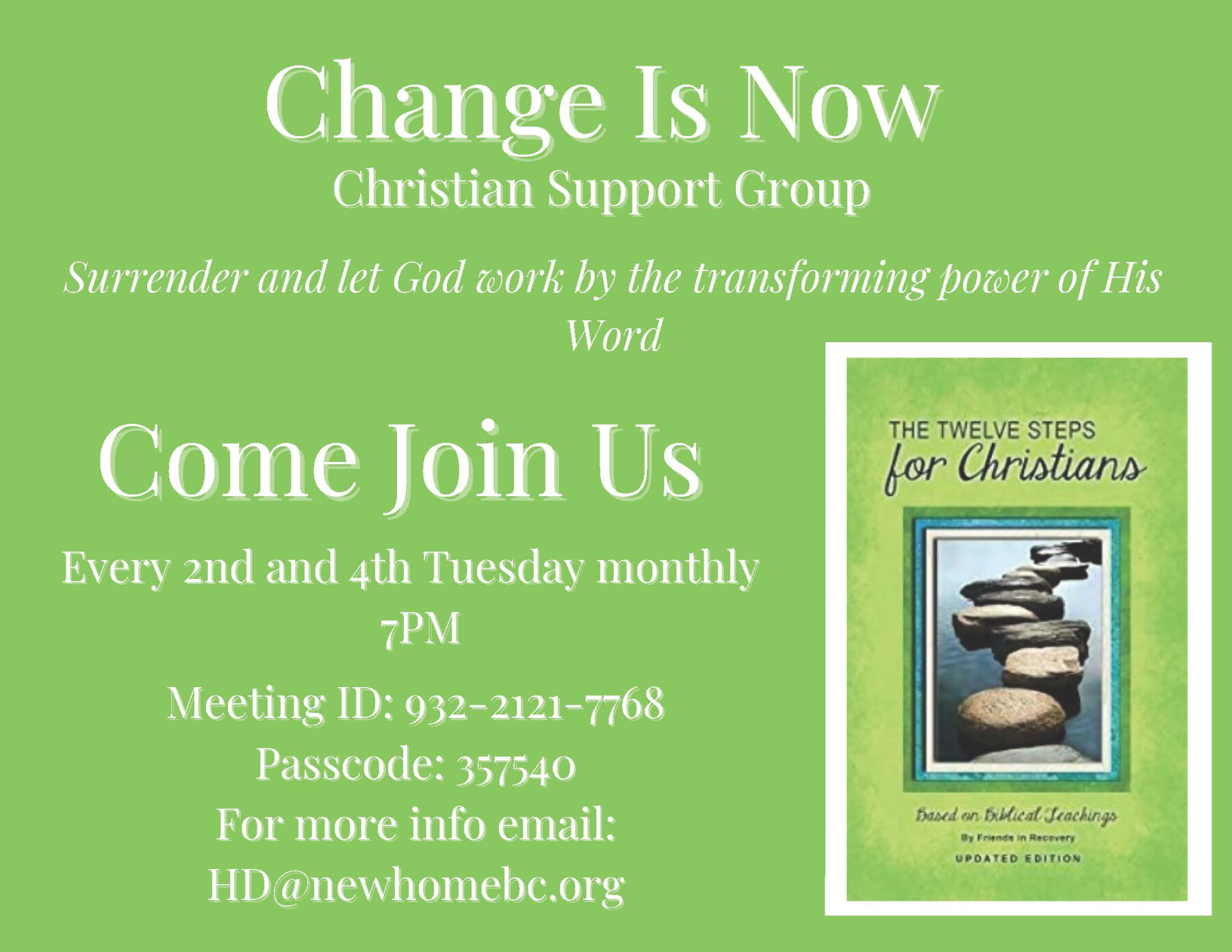 "Change Is Now" Christian Support Group Zoom