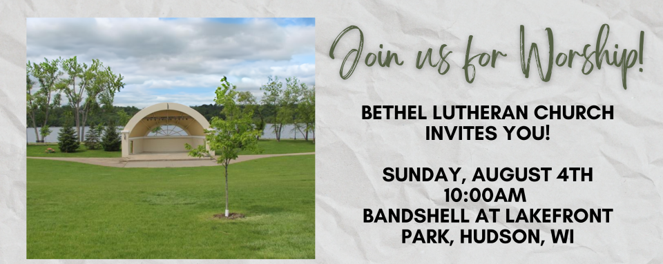 10AM Outdoor Worship at Bandshell Downtown Hudson, WI