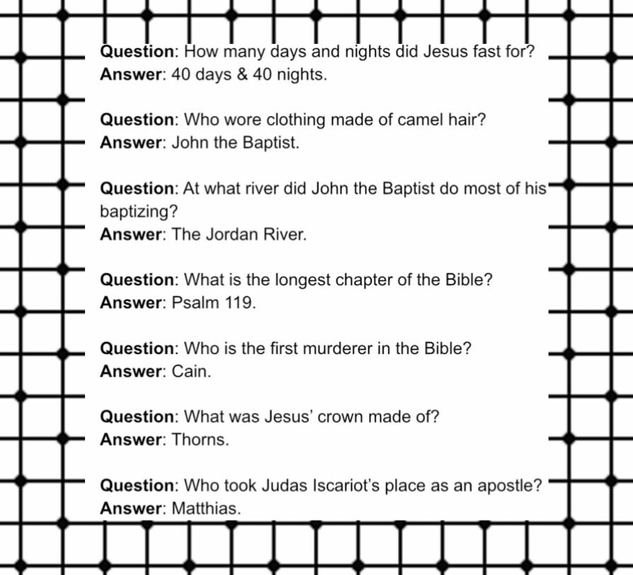 100 Bible Trivia Questions and Answers (Plus Printables!) | Our Blog ...