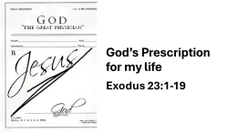 Sermon 29 Exodus 23 God's prescription for my life