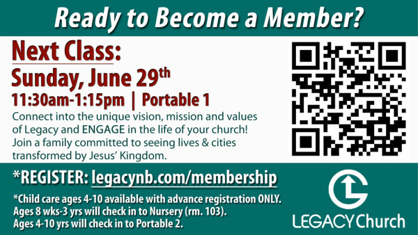 Legacy Church - New Members Class: Catch the Vision - June 29, 2025
