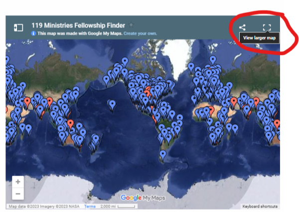 119 Ministries Fellowship Finder - Google My Maps