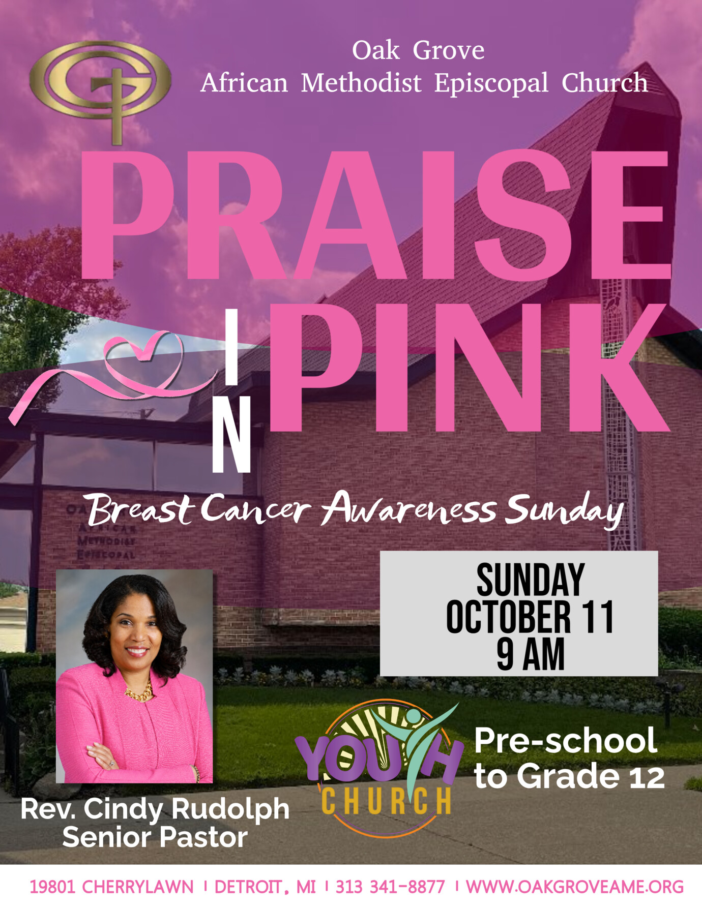 "Pink Sunday" - October 11, 2026 - 9 a.m. - Person Worship Service