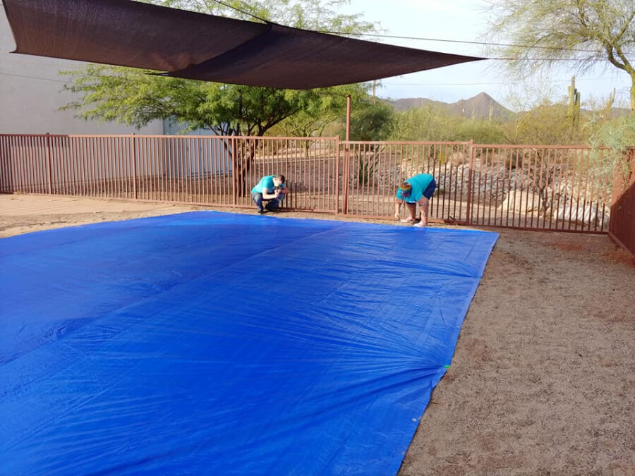 laying the tarp