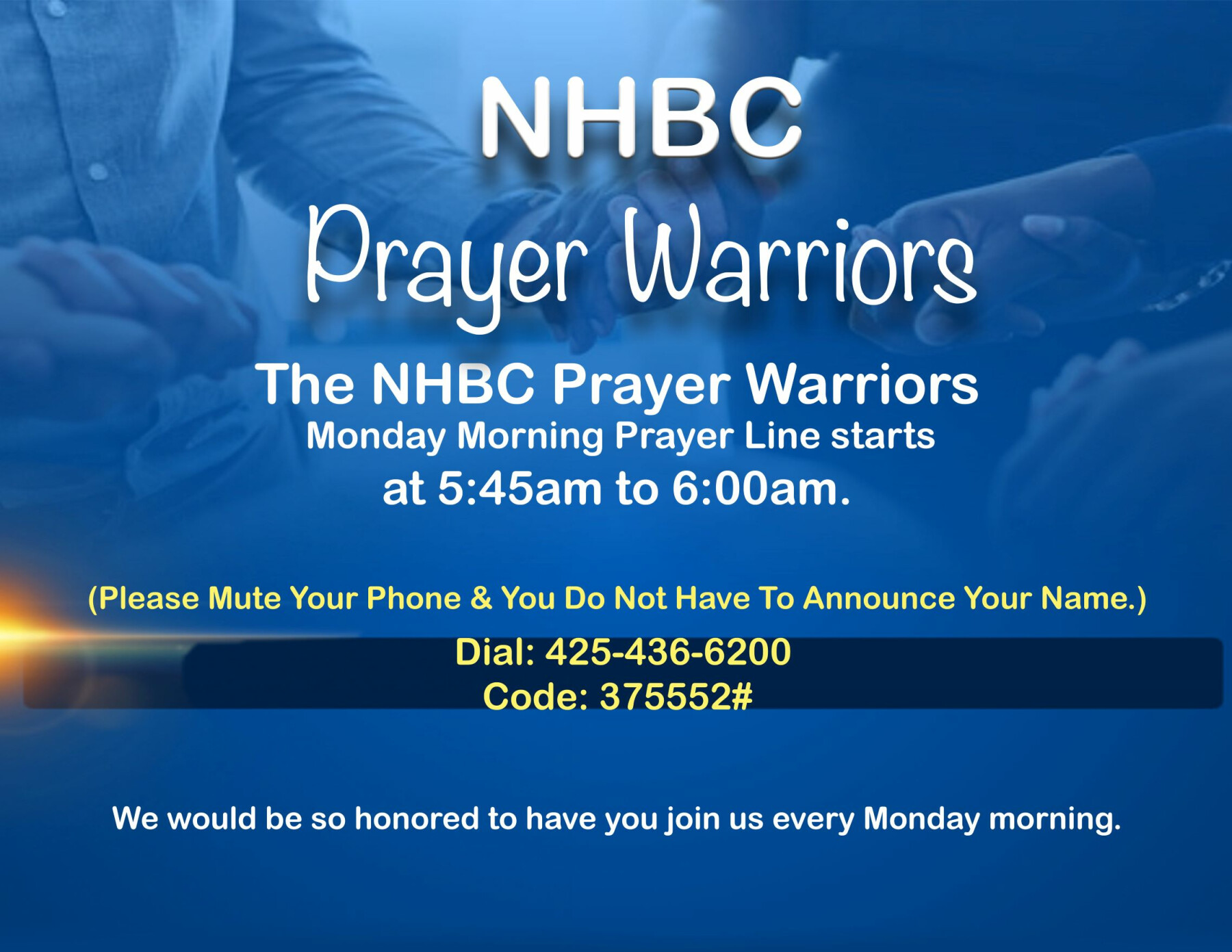 Prayer Warriors "Monday Morning Prayer Call" 