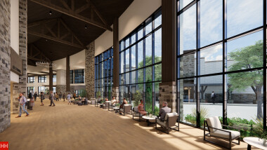 Interior gathering space facing current Commons entrance