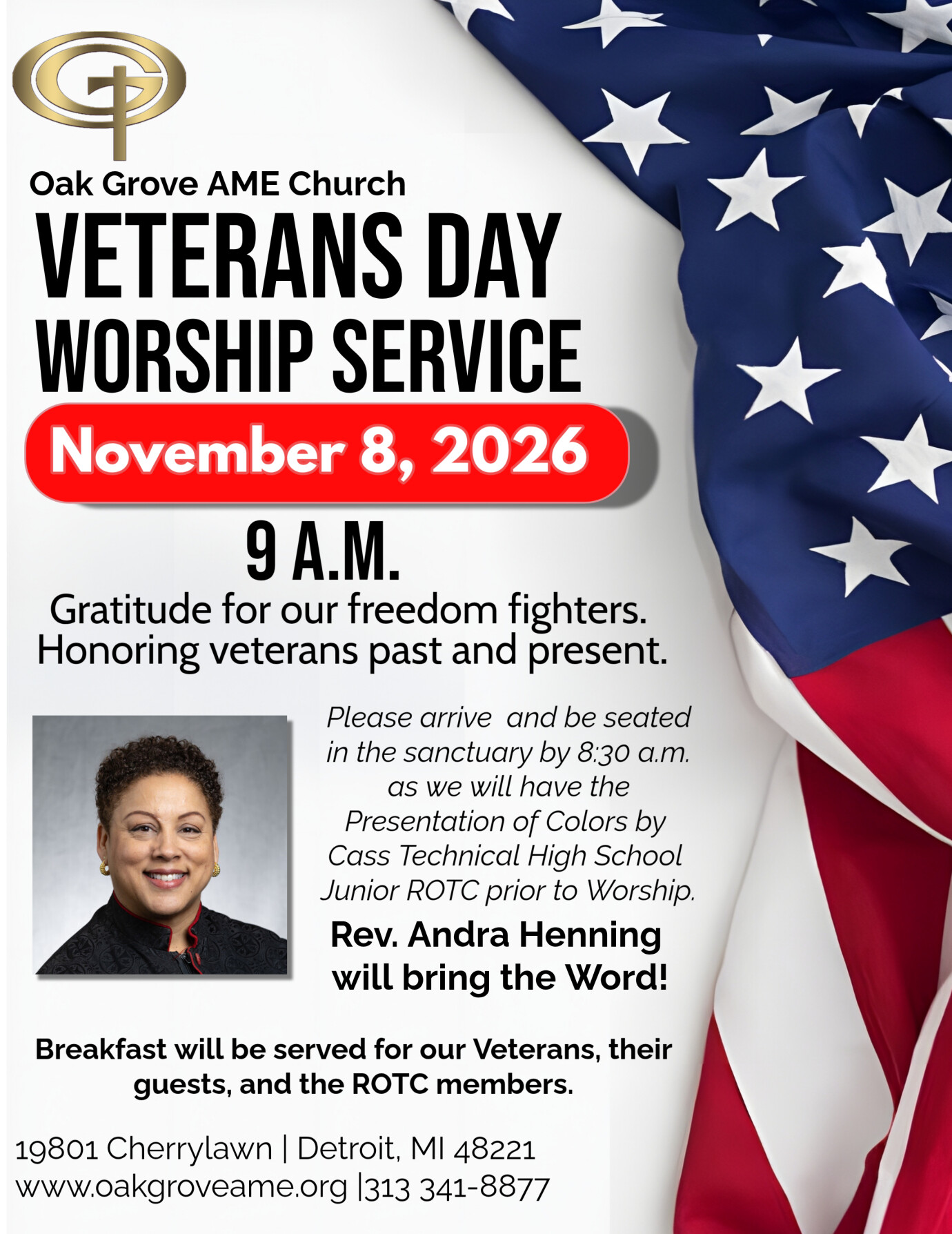Sunday Worship - Veteran's Day Tribute - Church School - November 8,2026