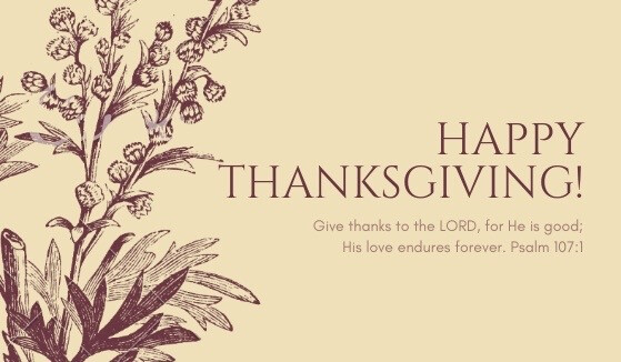 Green Cream Floral Illustration Greeting Thanksgiving Card