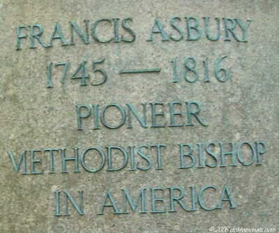 Plaque commemorating Asbury's death