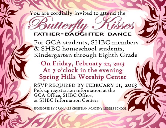GCA Butterfly Kisses Dance Card