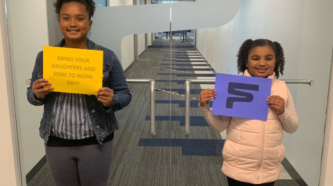 Several students participate in Take Your Child to Work Day
