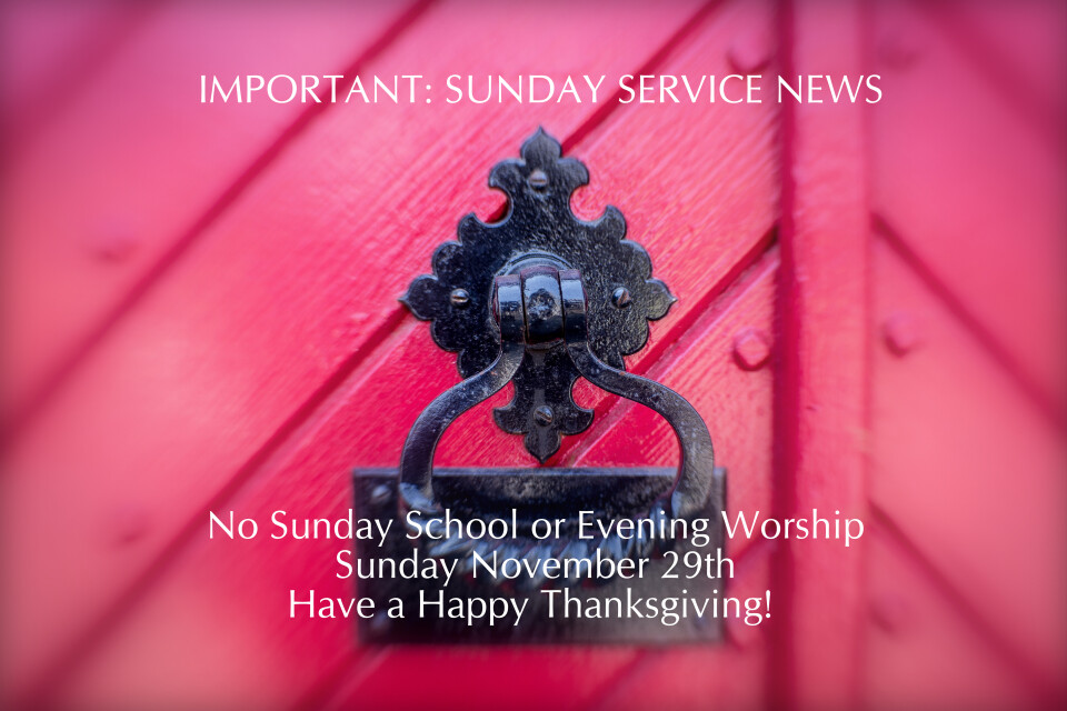 Sunday School and Evening Worship Cancelled