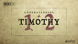 Understanding 1 & 2 Timothy | Part 1: How to Care for Christ's Church