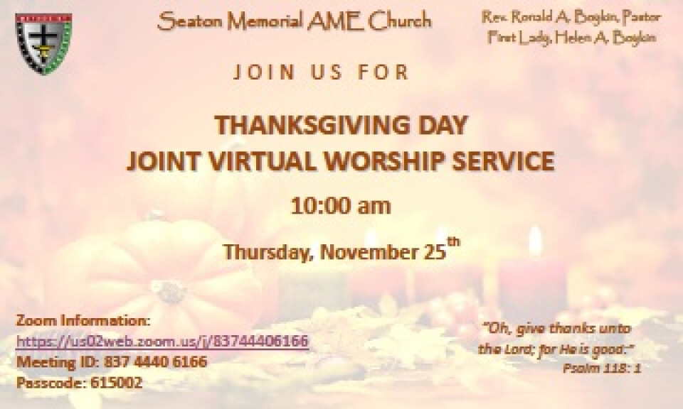 Joint Thanksgiving Day Service - Virtual