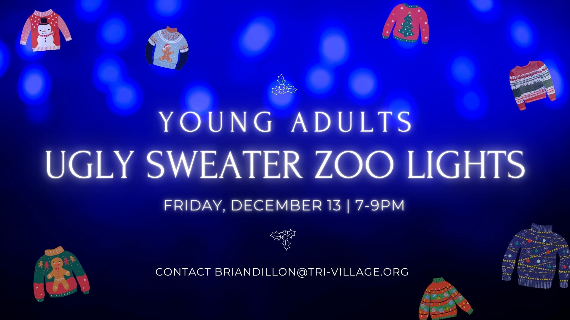 Young Adults Ugly Sweater Zoo Lights Nights