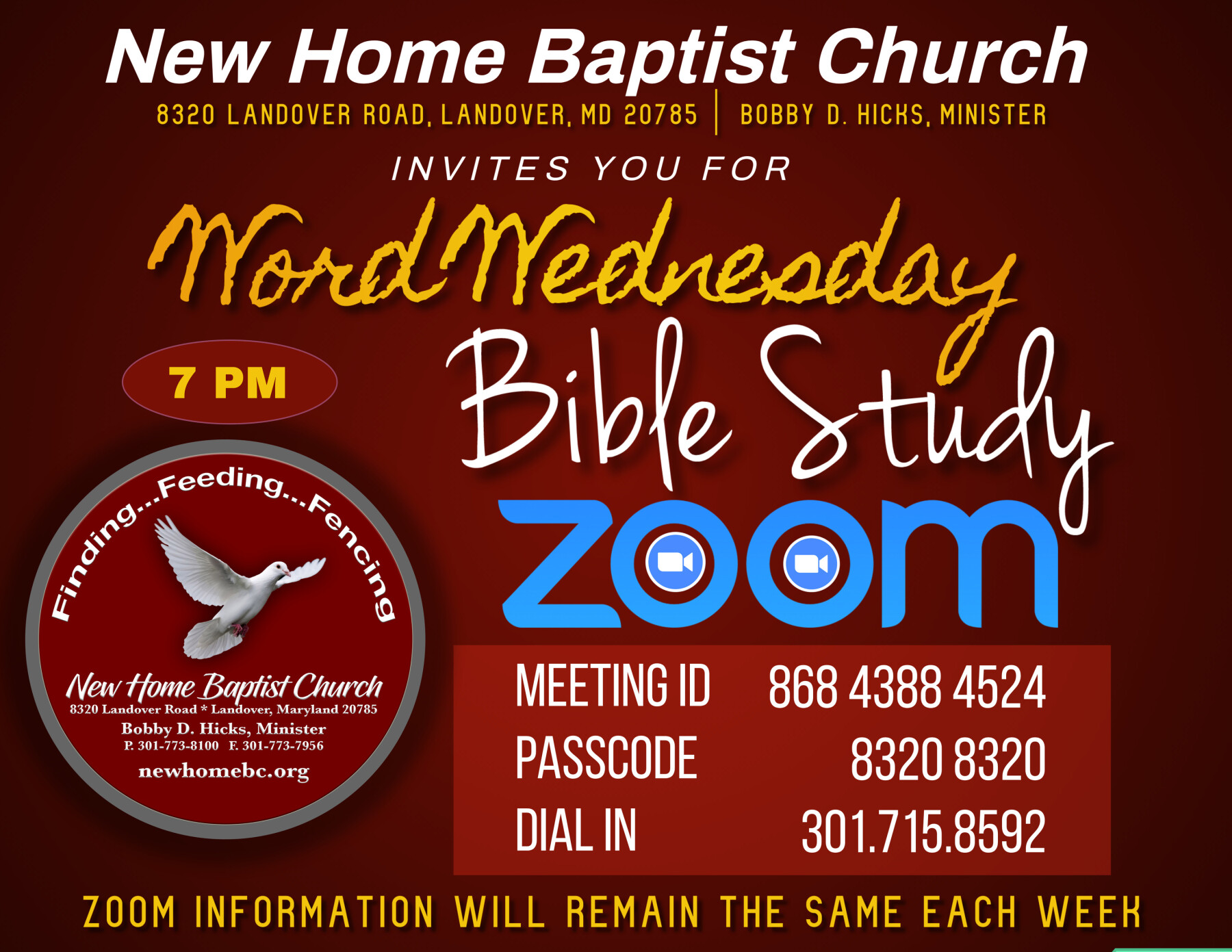 Word Wednesday Zoom Bible Study @ 7PM