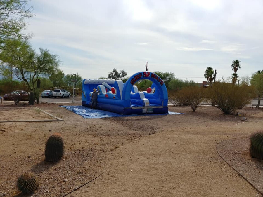 setting up water slide setting up water slide