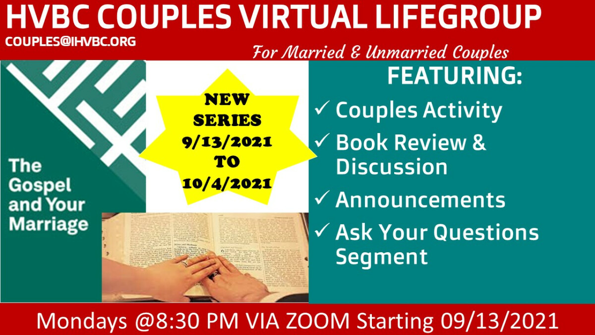 HVBC Virtual Couples LifeGroup: The Gospel & Your Marriage