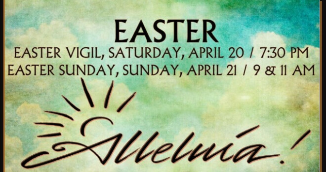 Easter Day services at 9 am and 11 am; Coffee Hour follows both services