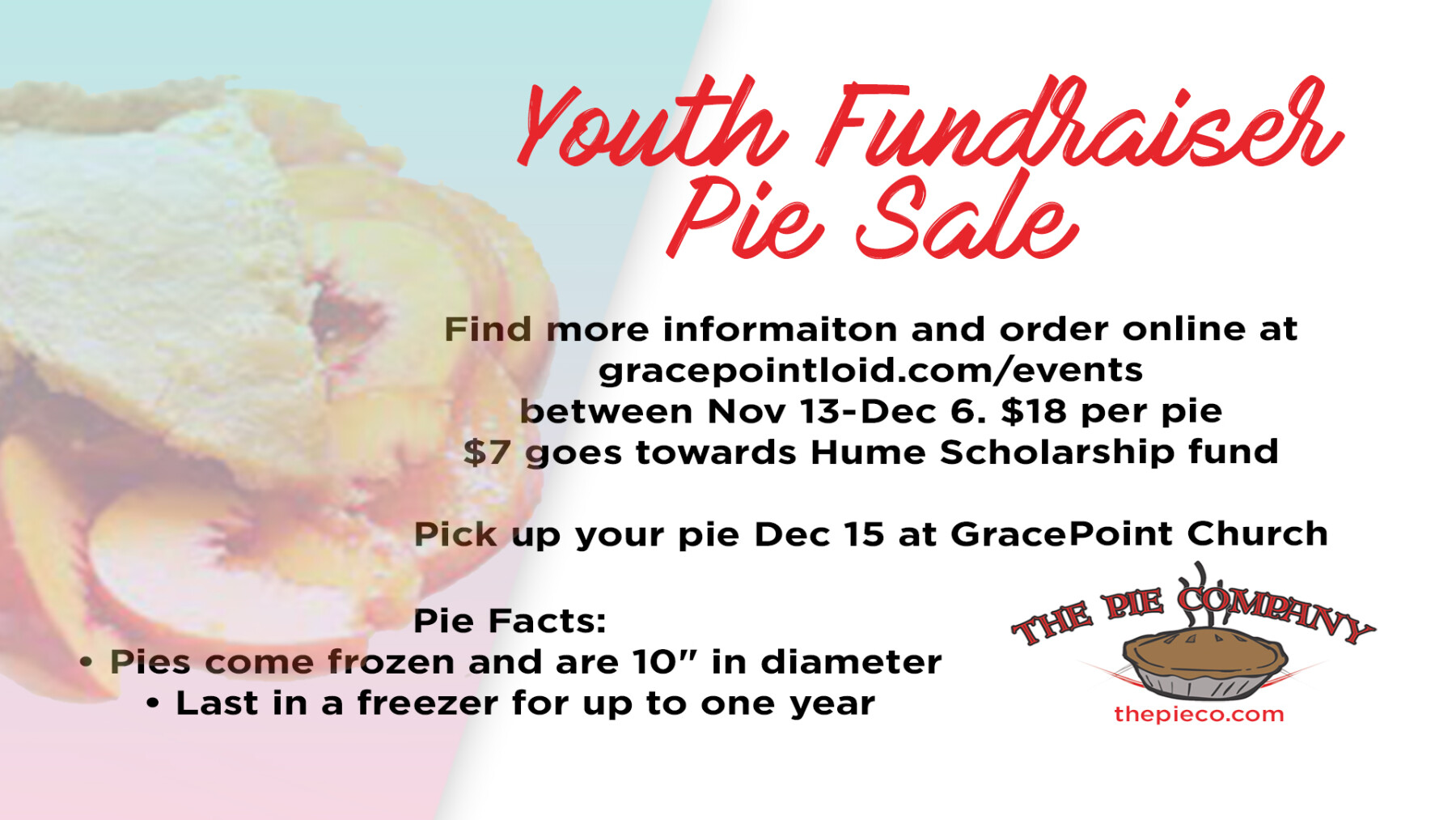 Youth Holiday Pie Sale 2022