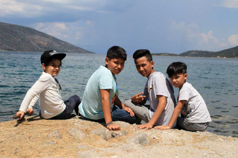 Boys attending a Greek camp at Porto Astro