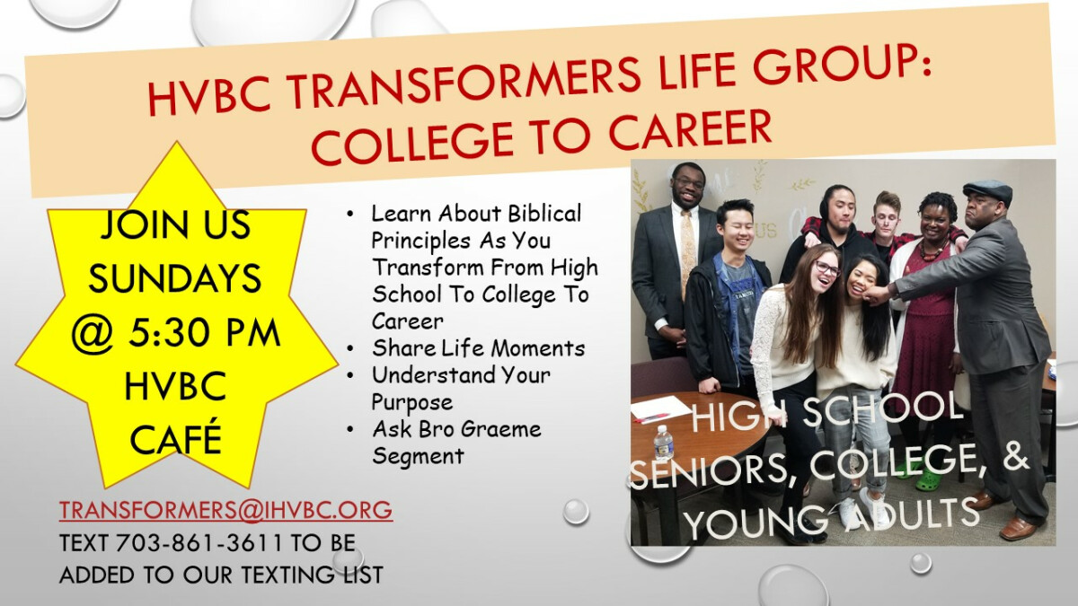 TRANSFORMERS: College to Career Life Group