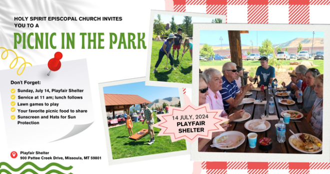 Picnic in the Park and Sunday Service, 11 am at Playfair Park