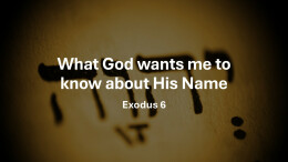 Sermon 6 Exodus 6 What God wants me to know about His Name