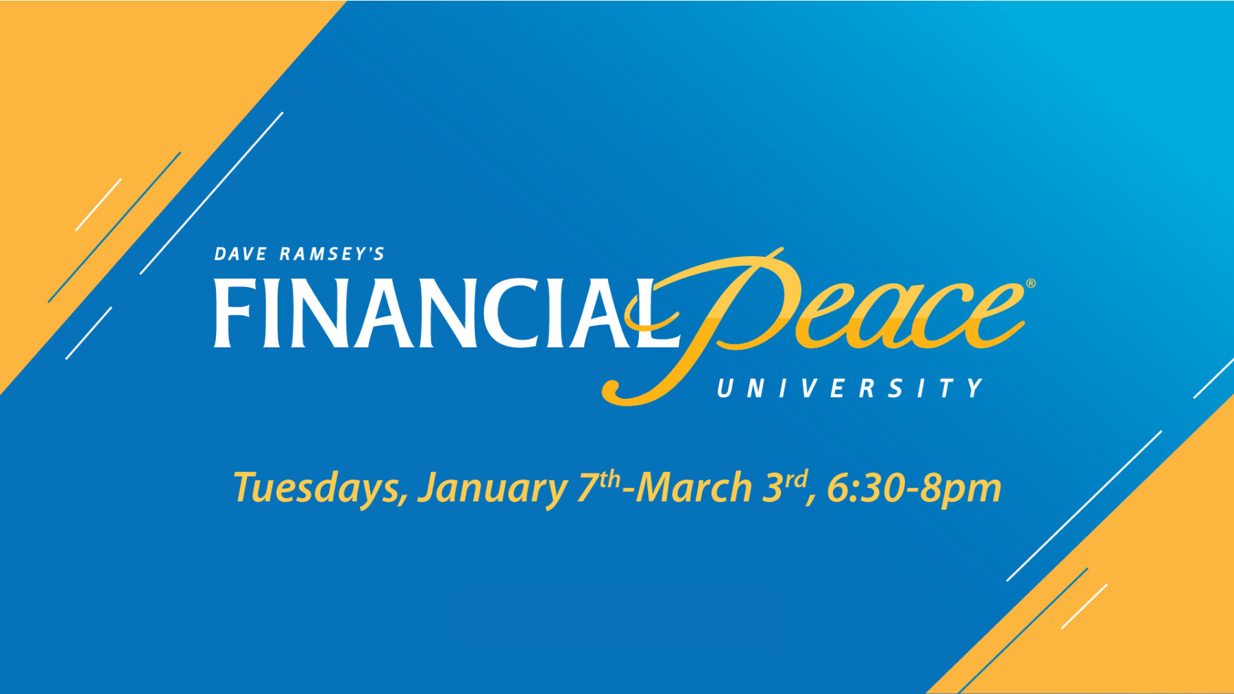 Financial Peace University starts Tuesday, January 7th, 6:30-8PM