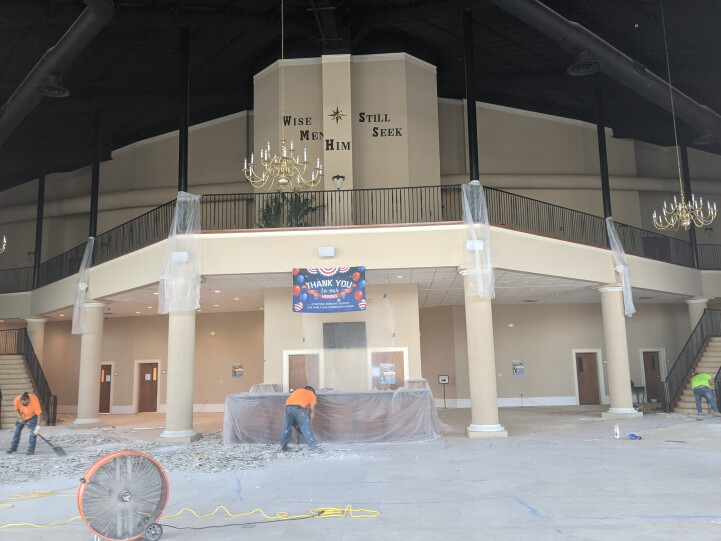 Foyer tile being removed