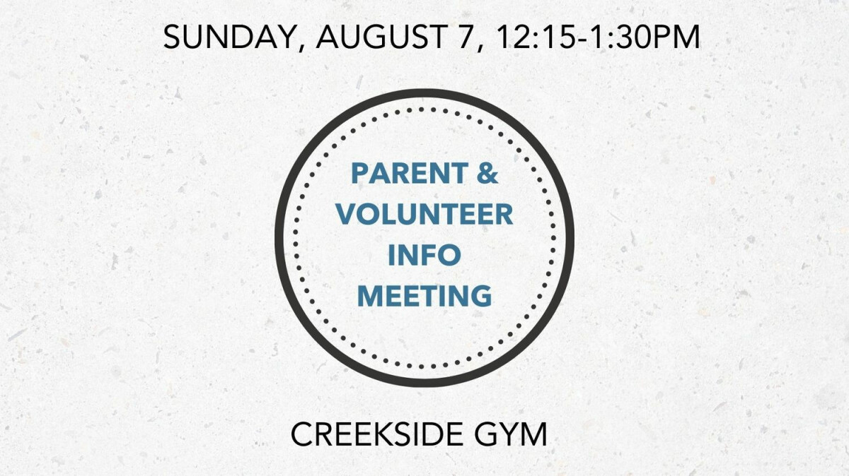 Student Ministry Parent/Volunteer Meeting