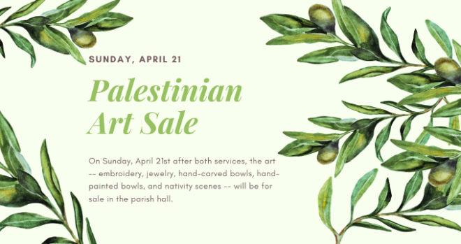 Palestinian Art Sale, after both worship services