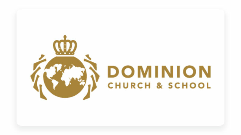 Gold Globe with Crown Logo for Dominion Church and School