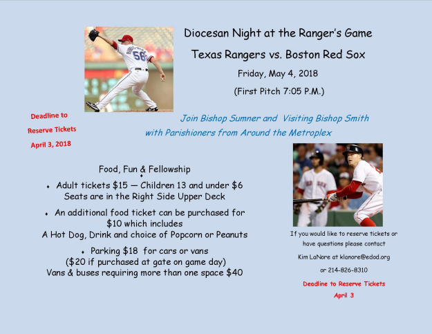 Annual Dioceses Night at the Rangers Game