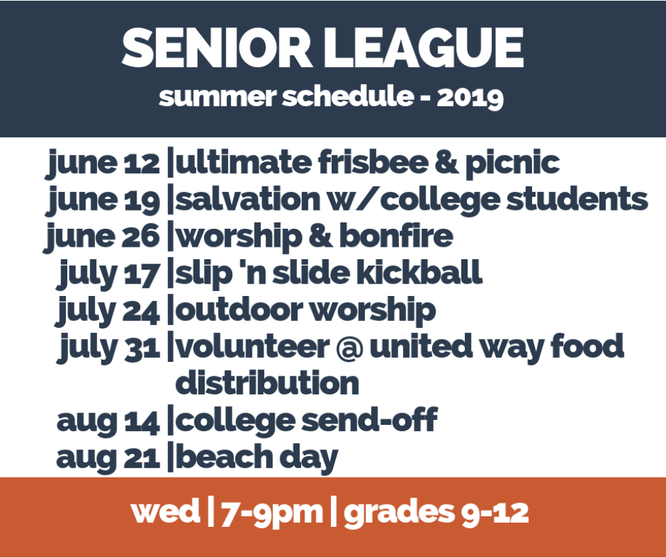 Senior League - Summer Schedule