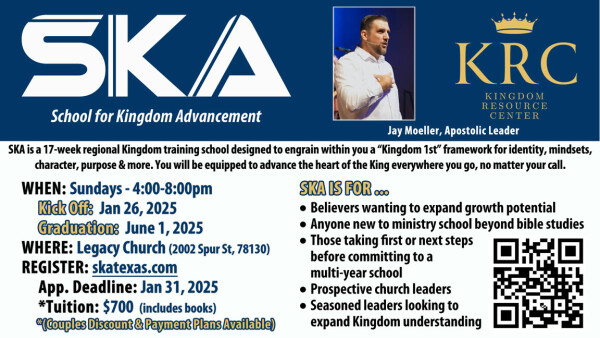 Legacy Church - School for Kingdom Advancement (SKA) - Spring 2025 Session begins January 26th