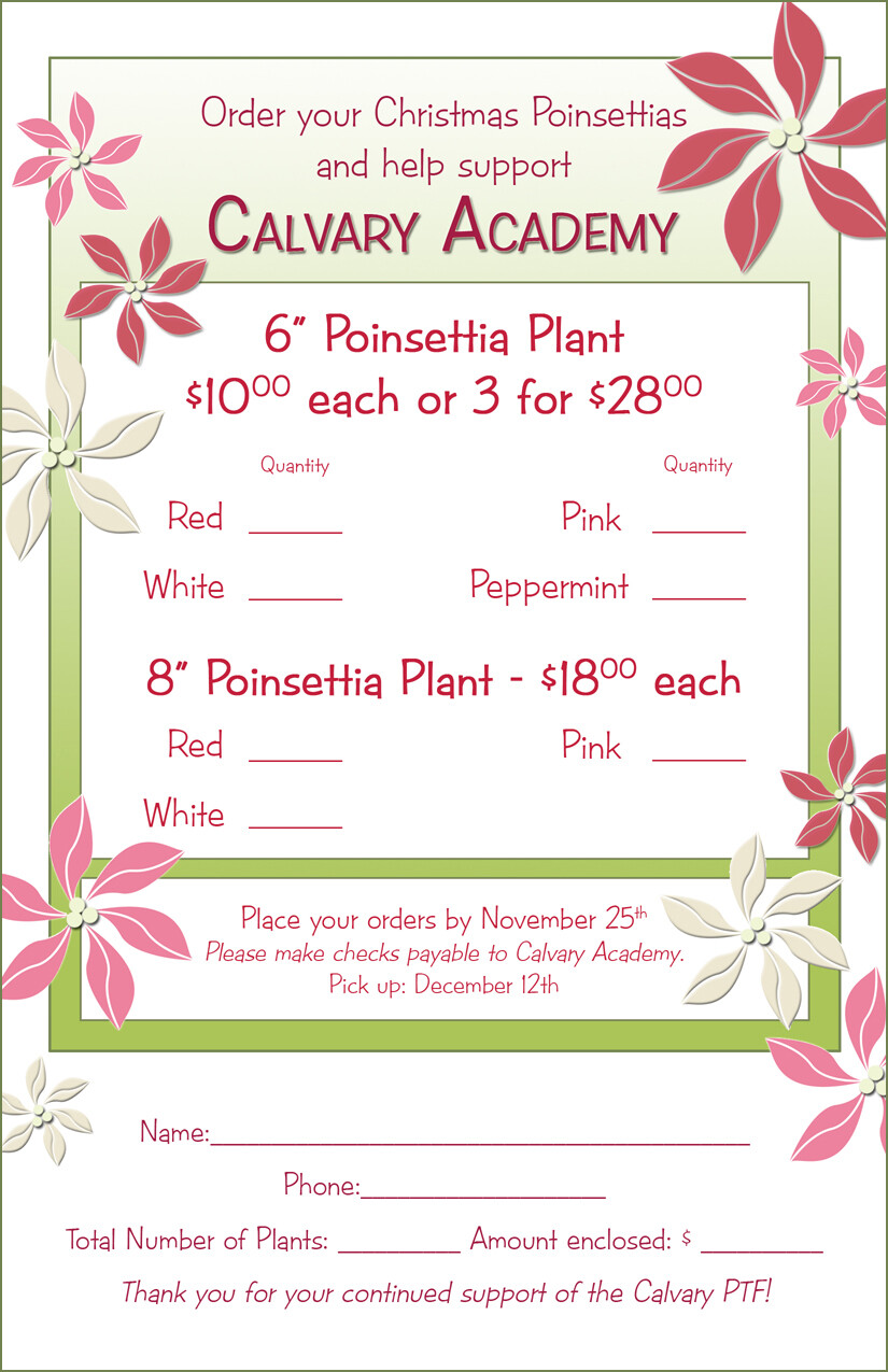 DUE: Poinsettia Plant Sale Orders, a PTF Fundraiser