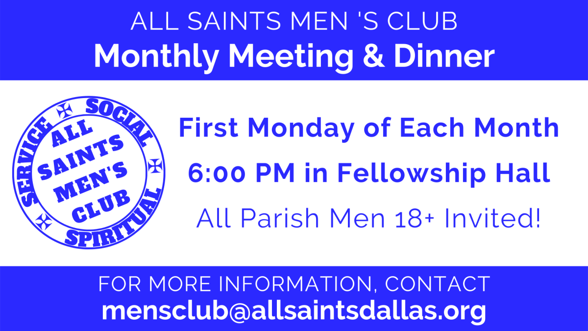 Men's Club: Monthly Meeting & Dinner