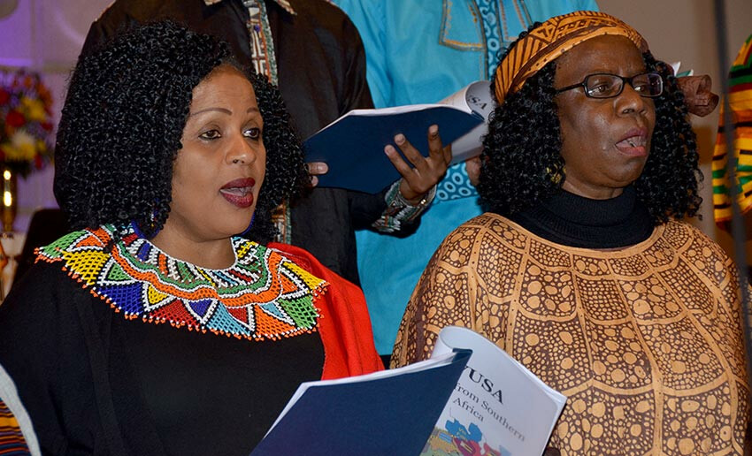Members of the 'Voices of Southern Africa' sing during Epworth UMC's African Celebration in Worship service Feb. 19.