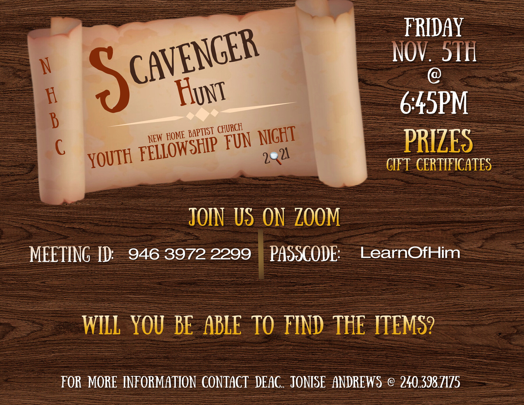 Youth Ministry Scavenger Hunt New Home Baptist Church