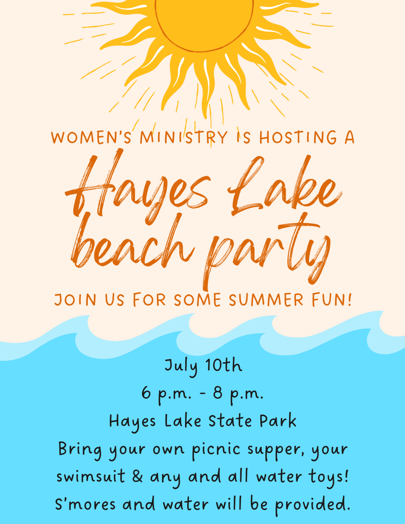 Women's Ministry Hayes Lake Beach Party