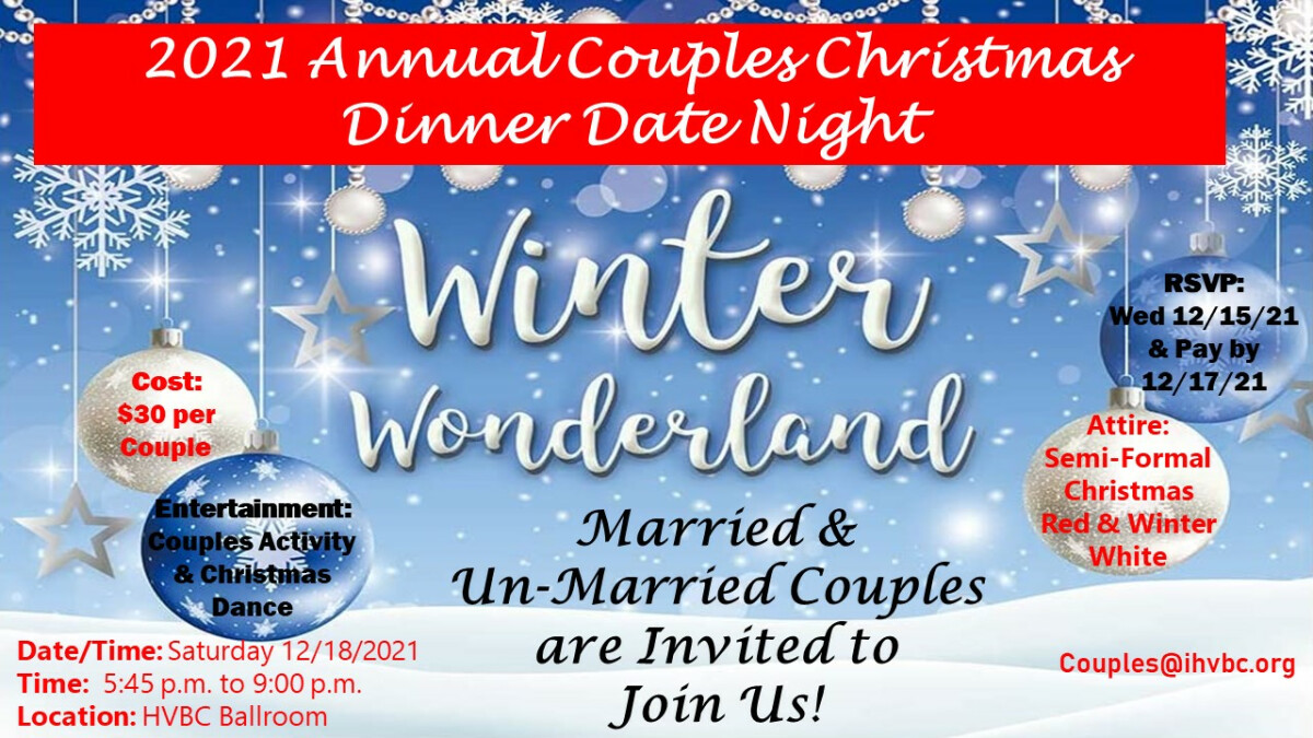 2021 HVBC Couples Christmas Dinner Date Night