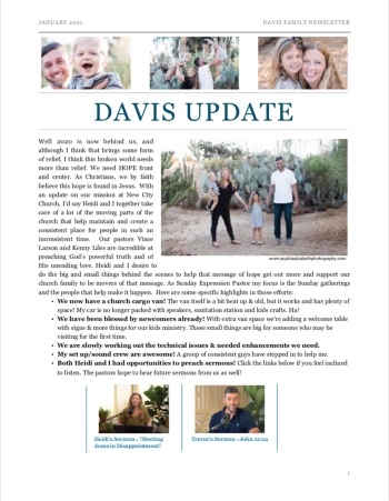 Davis Family Update Letter 2021