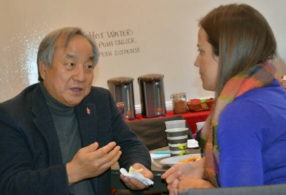 Bishop Hee-Soo Jung speaks with Rebecca Cole, director of grassroots organizing at the United Methodist Board of Church and Society, at the three-day “Peace on the Korean Peninsula” seminar held at the United Methodist Building in Washington, Nov. 13-15. Korean-American United Methodists added their voices to the growing number of people calling on the U.S. government to tone down the rhetoric on North Korea.