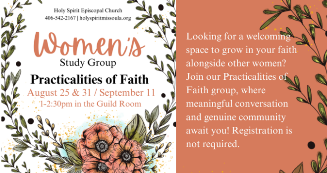 Women's Study Group:  Practicalities of Faith, 1-2:30 pm